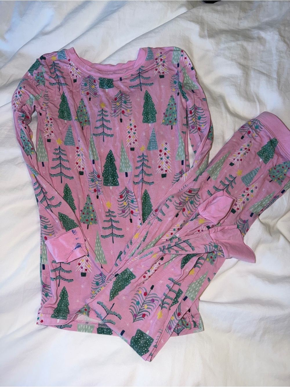 Little Sleepies Pink Christmas Tree Pajama Set
